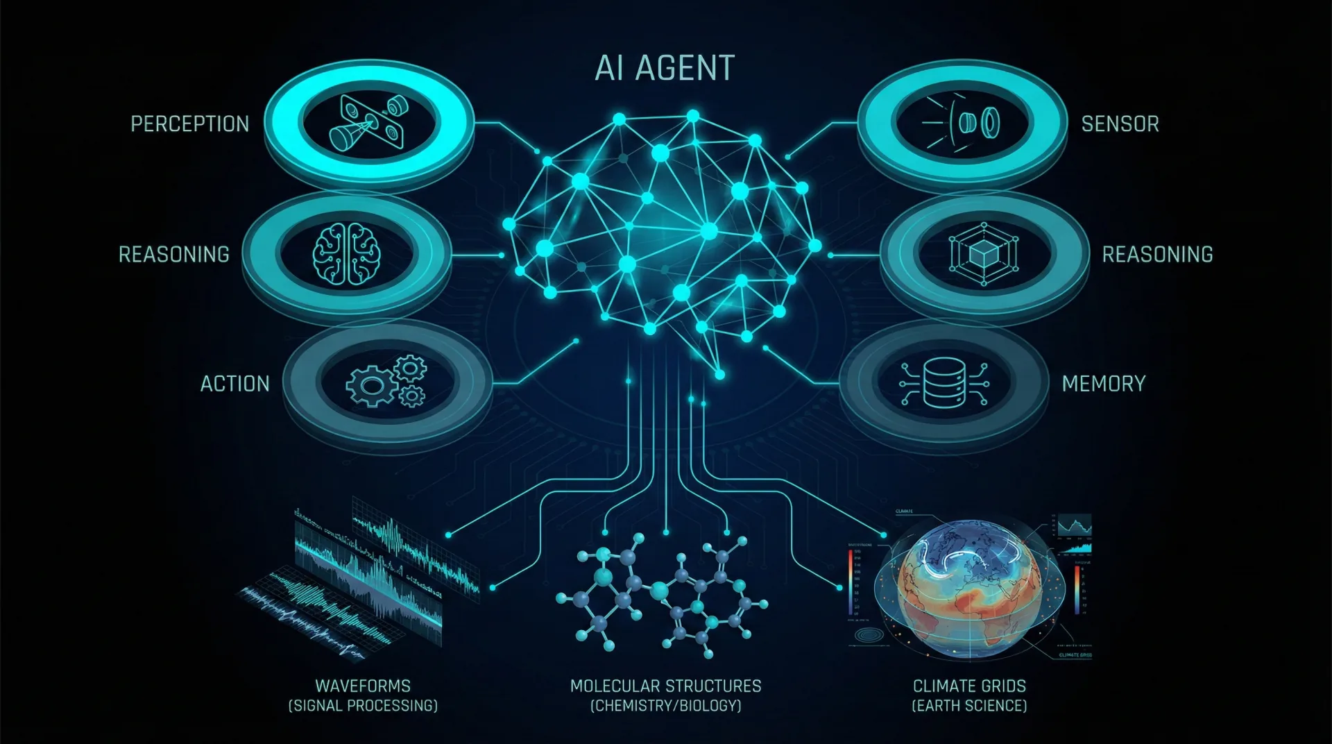 CLIO autonomous agent with perception, reasoning, action, memory, and sensor capabilities